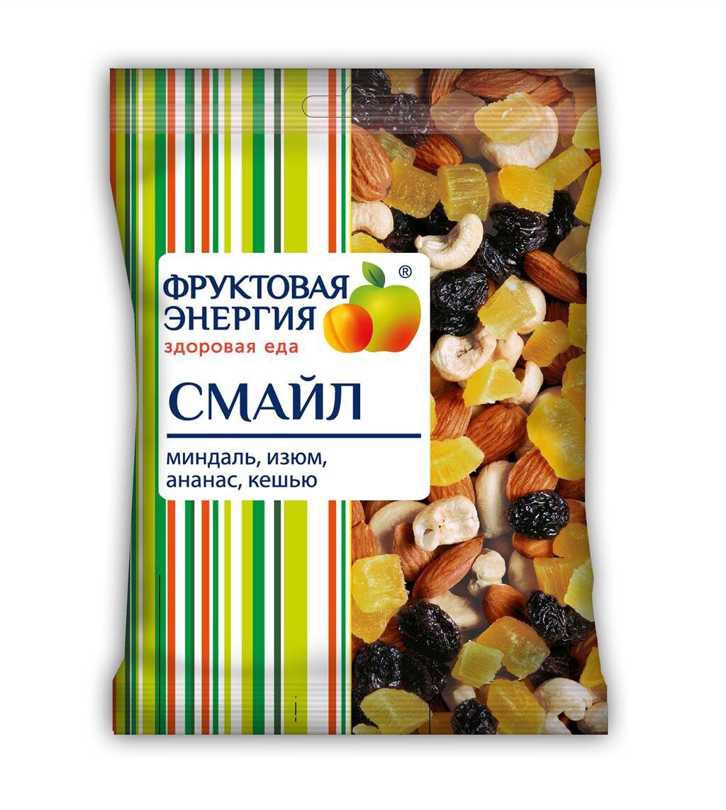 Сухофрукты Смайл (миндаль, кешью, ананас, изюм) фруктово-ореховая смесь,  50г в Улан-Удэ — купить недорого по низкой цене в интернет аптеке AltaiMag