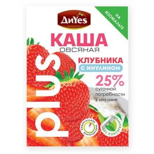 Каша овсяная DiYes+ КЛУБНИКА с инулином на изомальте, 43г